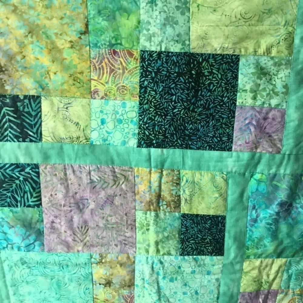 Handmade Quilt Beautiful Aqua Tones